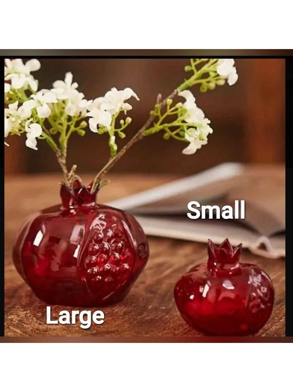 Vase--Pomegranate, Red Glass, Small - Picture 2 of 6